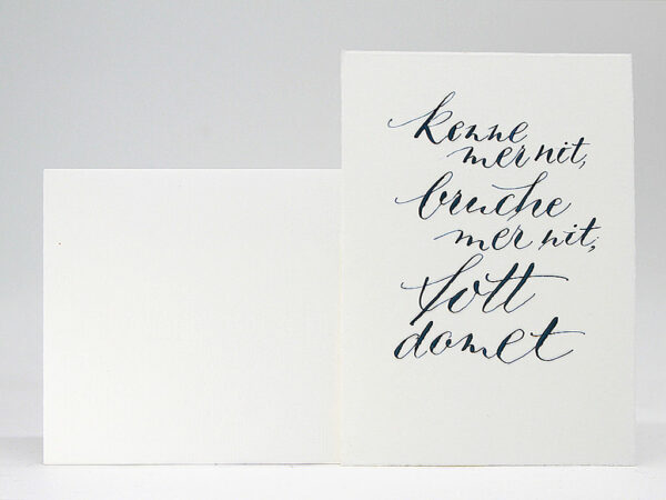 Geschenkkarte: Kölsches Grundgesetz – Artikel 6: Kenne mer nit, bruche mer nit, fott domet