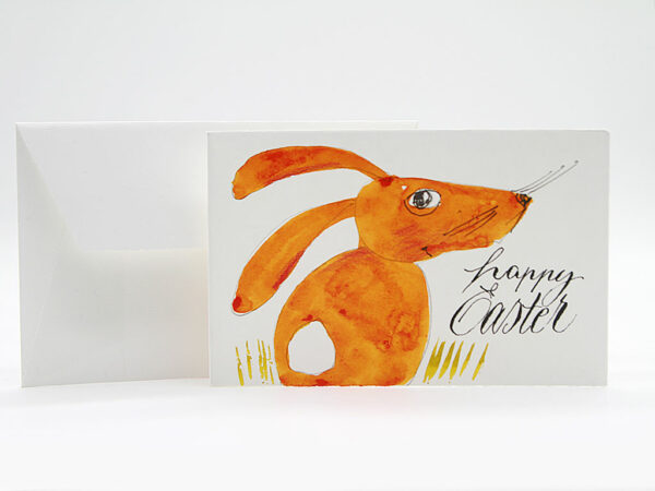 Lustige Osterkarte: Fröhlicher Hase