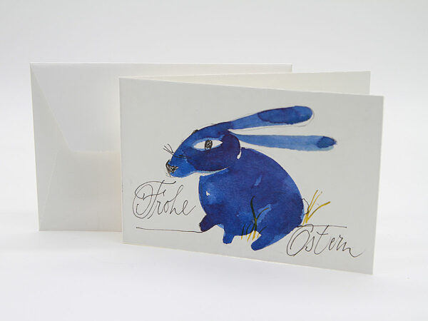 Lustige Osterkarte: Süßer blauer Hase